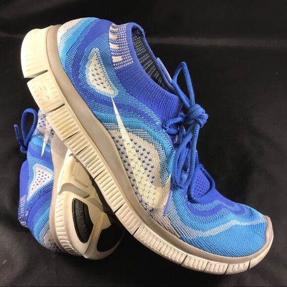 Excellent condition Nike Flyknit Free 5.0 Game Royal Wolf Grey Mens 8 US 41 EUR